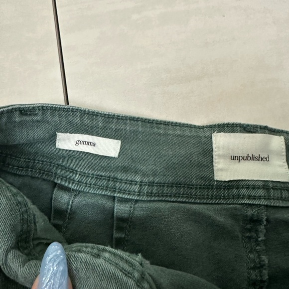 Unpublished Gemma Cropped High Rise Wide Leg Green Casual Pants - Picture 8 of 8